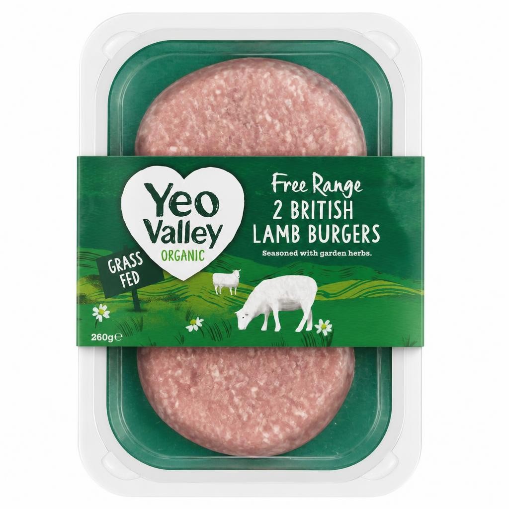 Yeo Valley Organic 2 British Lamb Burgers 260g