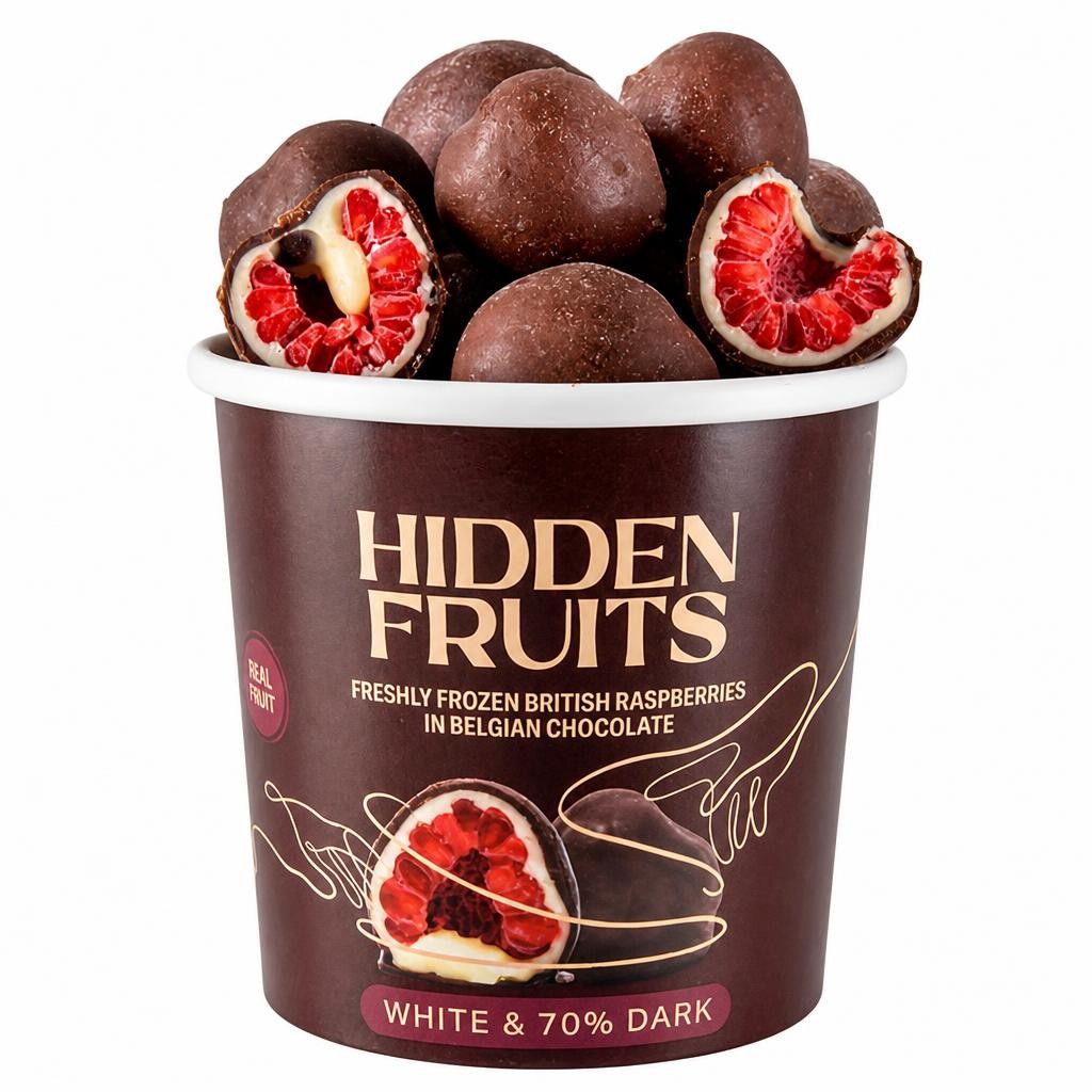 Hidden Fruits 150g Belgian Chocolate Freshly Frozen British Raspberries