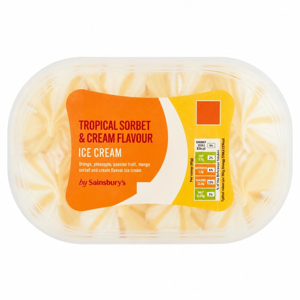 Sainsbury's Tropical Sorbet & Cream Flavour Ice Cream 900ml
