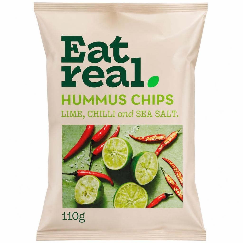 Eat Real Hummus Chips Chilli, Lime & Sea Salt 110G
