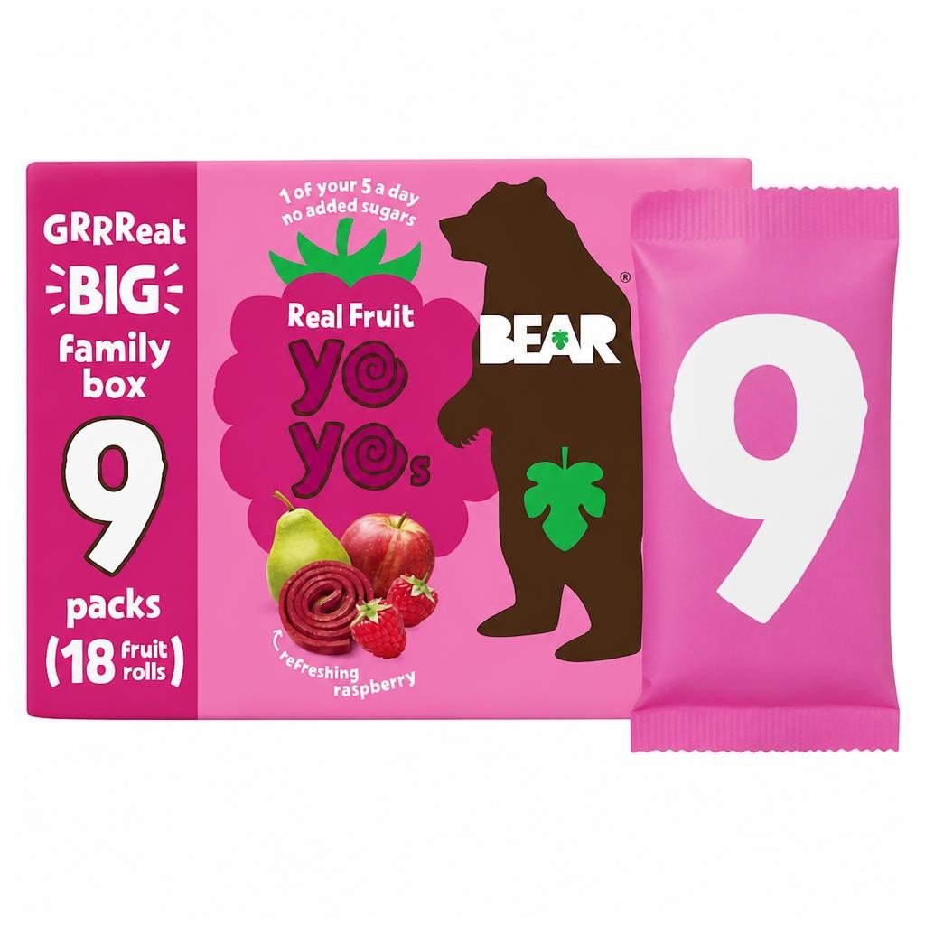 BEAR Fruit Yoyos Raspberry Family Pack 9 x 20g