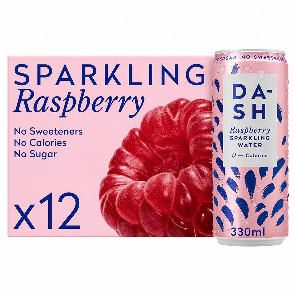Dash 12 x 330ml Raspberry Sparkling Water
