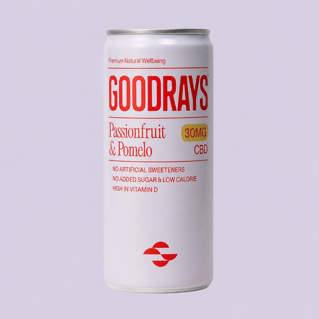 Goodrays 4 x 250ml Passionfruit & Pomelo Natural 30mg CBD Drink