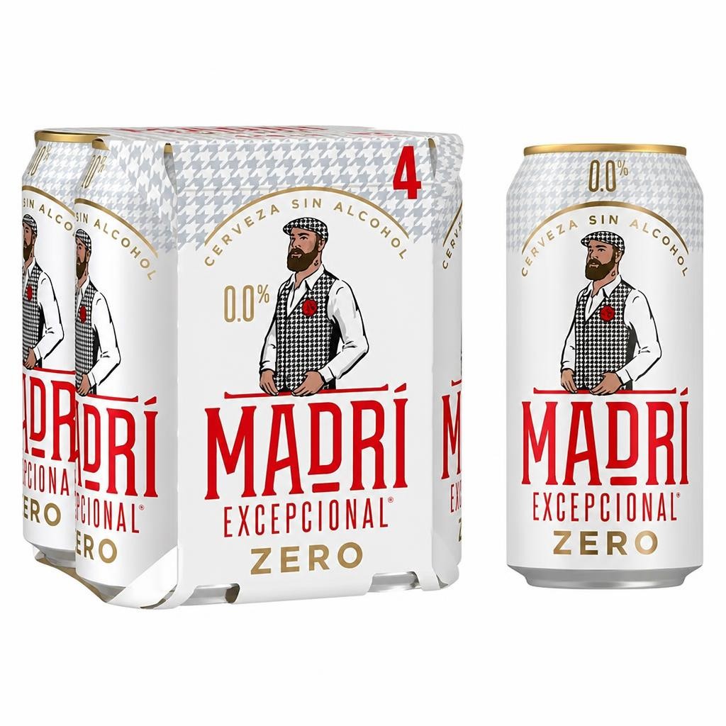 Madri Excepcional 4 x 440ml 0.0% Alcohol Free Lager Beer Can
