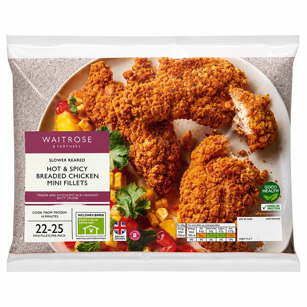 Waitrose Frozen Hot & Spicy Breaded Chicken Mini Fillets
