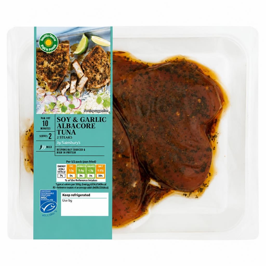 Sainsbury's 2 x Soy & Garlic Albacore Tuna Steaks 222g
