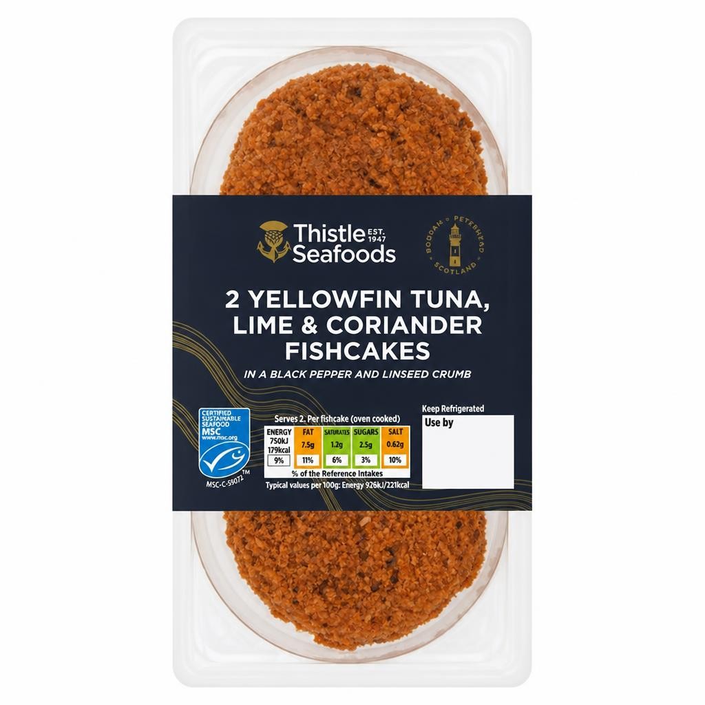 Thistle Seafoods 2 x Yellowfin Tuna, Lime & Coriander Fishcakes 170g