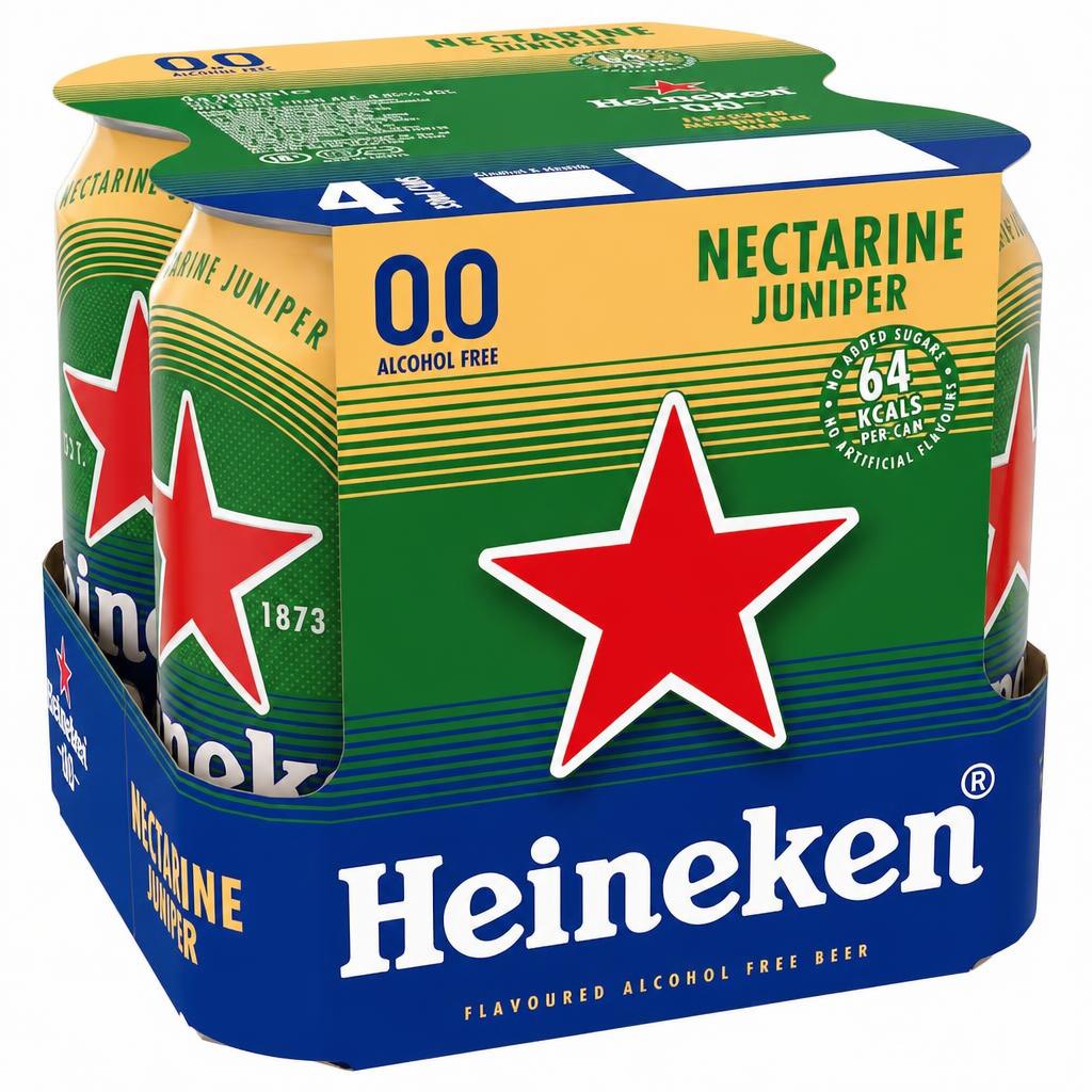 Heineken 0.0% Nectarine Juniper Flavoured Beer Alcohol Free Cans 4 x 330ml