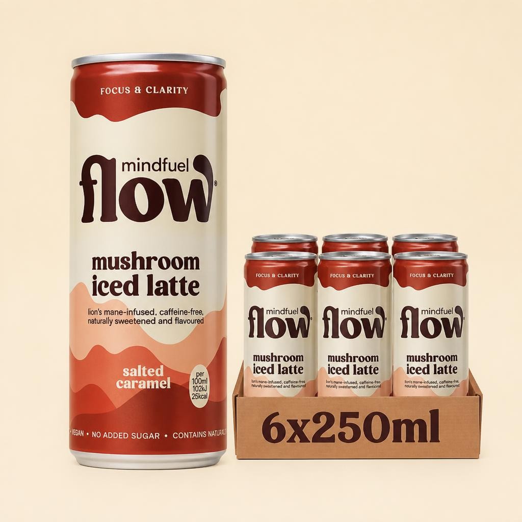 Mindfuel Flow Perform - Lion's Mane Oat Latte Salted Caramel 6 x 250ml | Cream | Salted Caramel