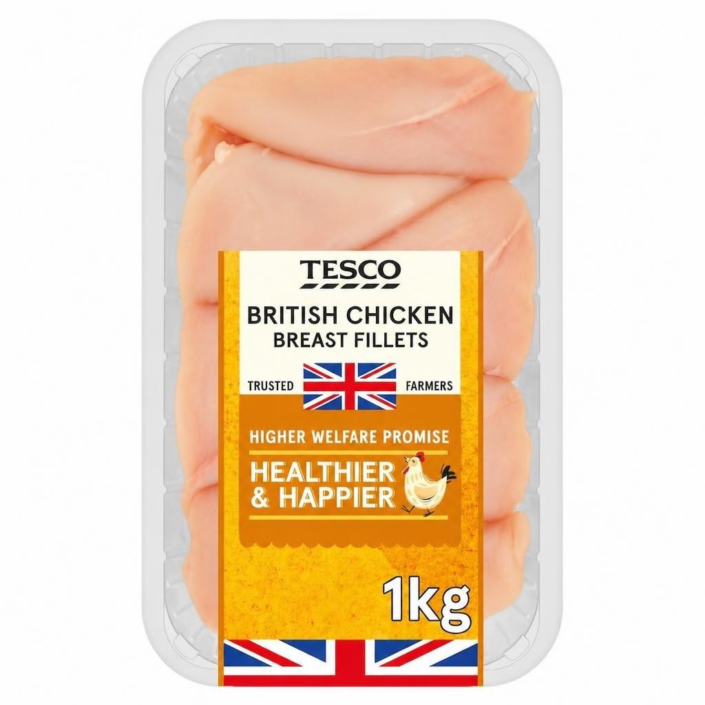 Tesco British Chicken Breast Fillets 1KG