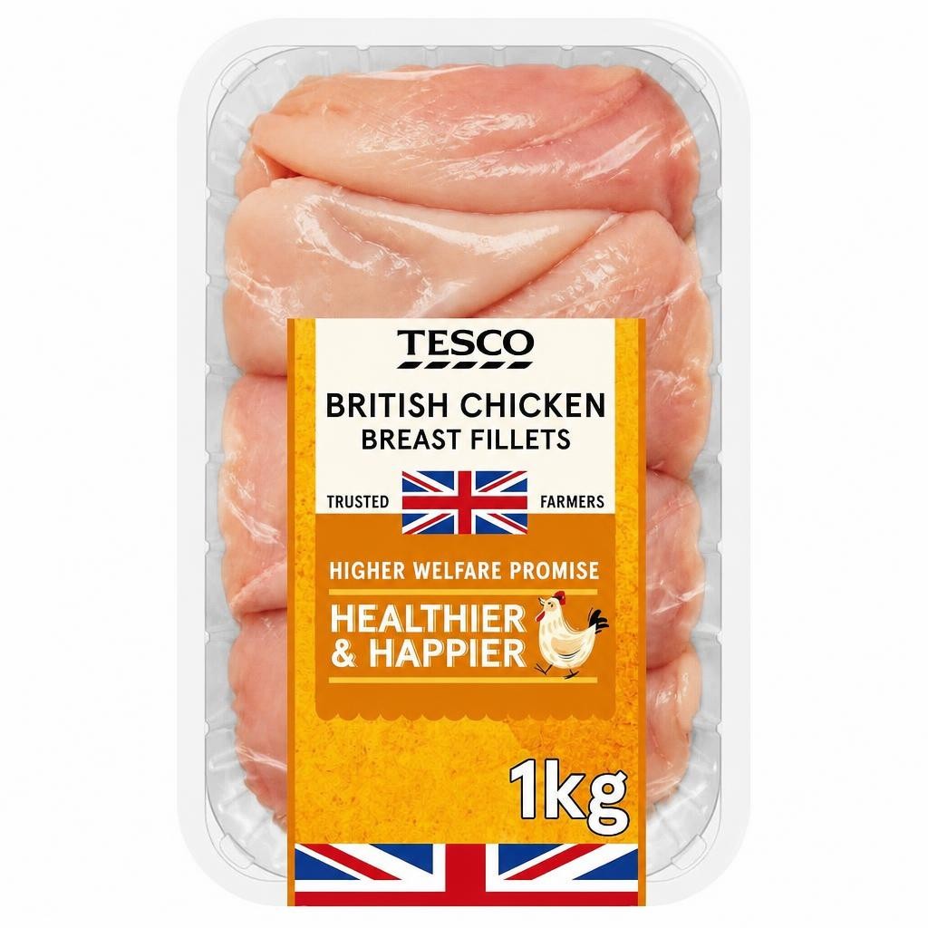 Tesco British Chicken Breast Fillets 1KG