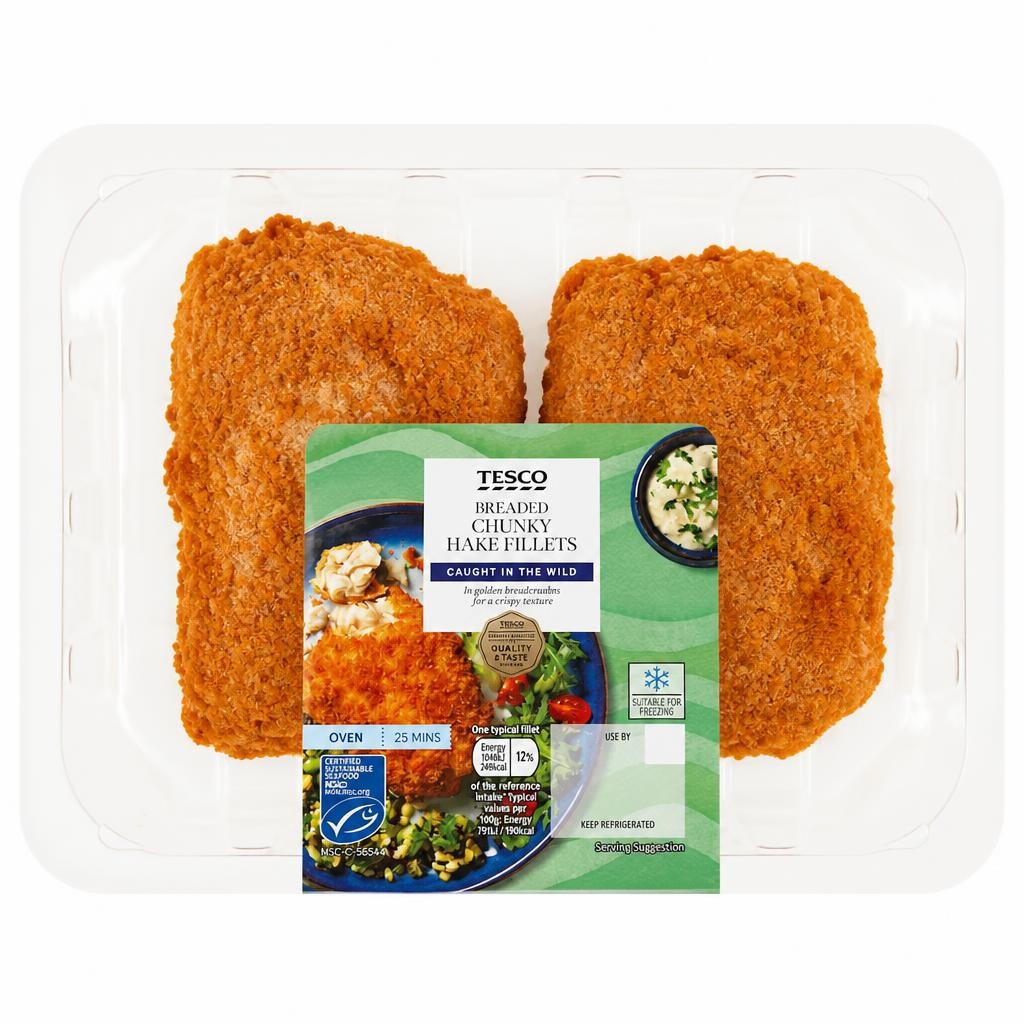Tesco Breaded Chunky Hake Fillets 310g