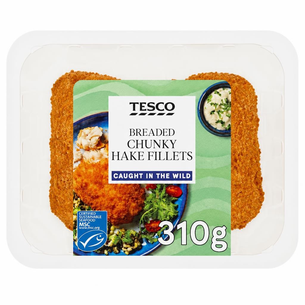 Tesco Breaded Chunky Hake Fillets 310g