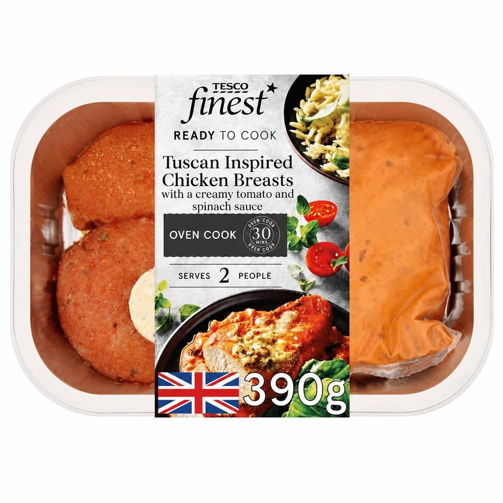 TESCO finest Tuscan Chicken Breast with Tomato and Spinach Sauce 390g