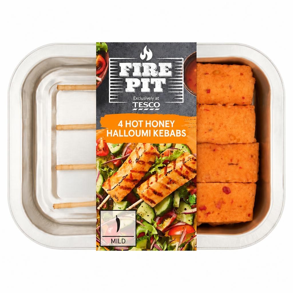 Firepit Tesco 4 Hot Honey Halloumi Kebabs 225g