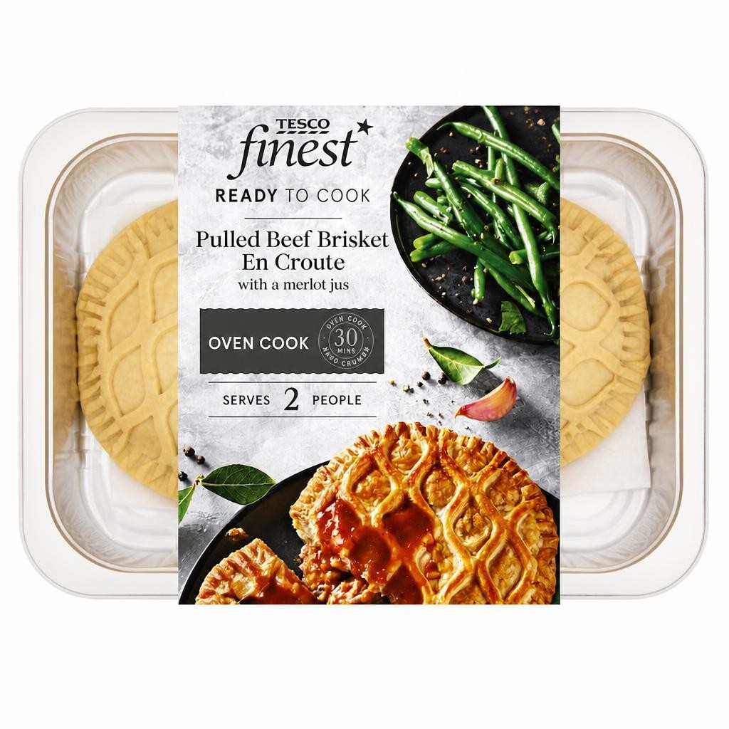 Tesco Finest Beef Brisket & Smoked Bacon En Croute With Merlot Jus 415g