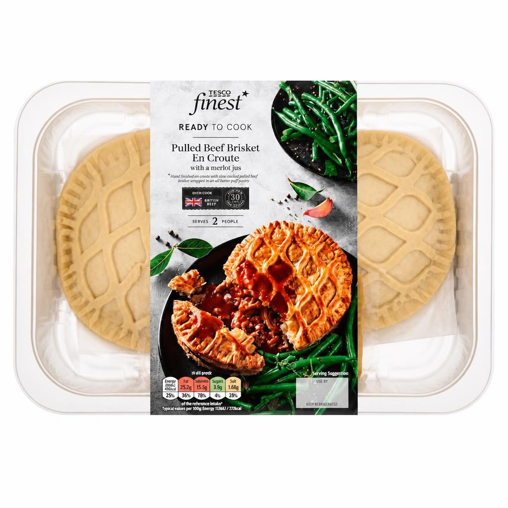 Tesco Finest Beef Brisket & Smoked Bacon En Croute With Merlot Jus 415g