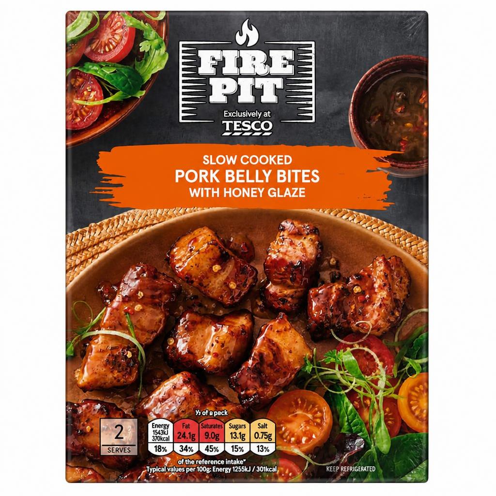 Tesco Firepit Honey Glazed Pork Belly Bites 350g