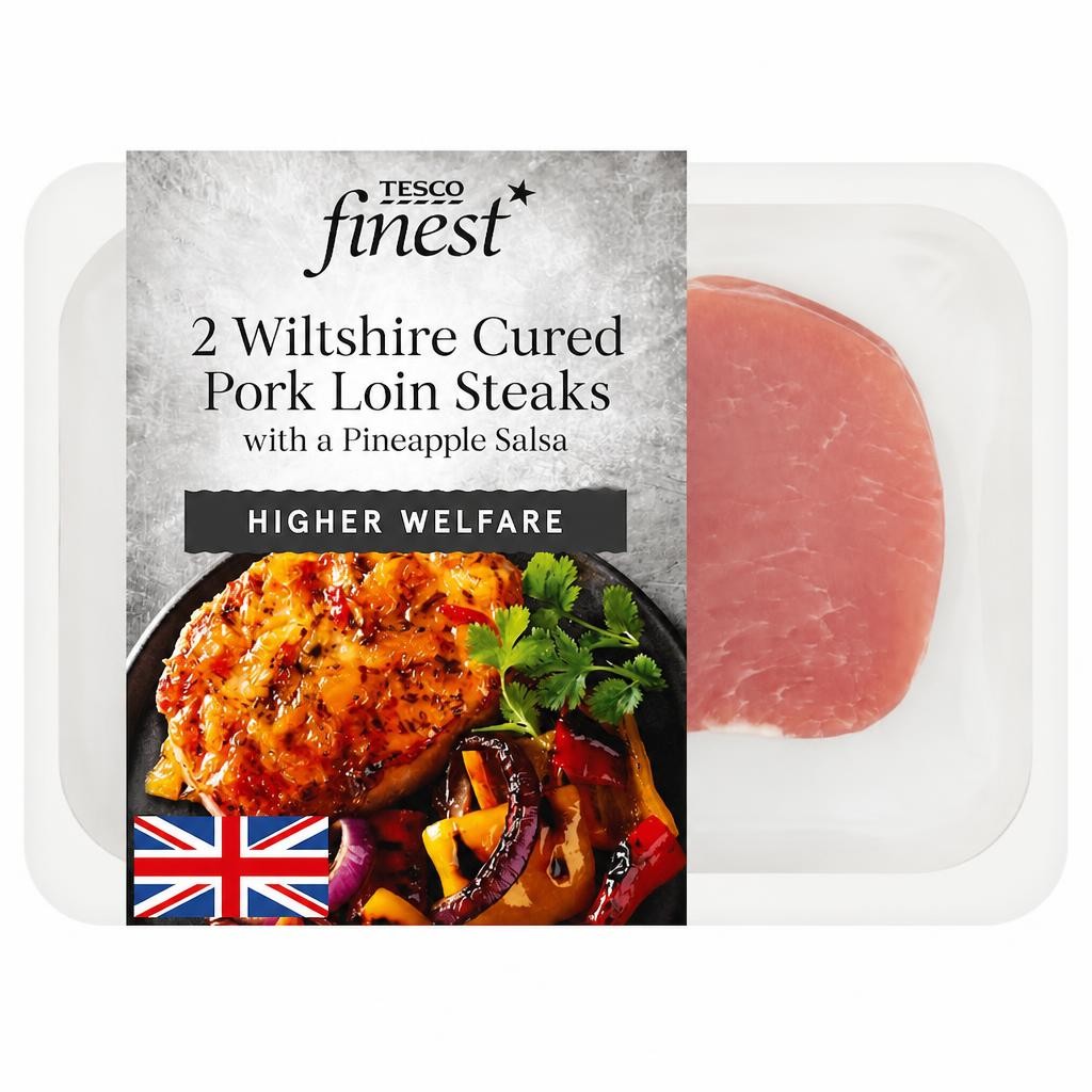 Tesco Finest Wiltshire Cured Pork Loin Steak with Caramelised Pineapple Salsa 400g