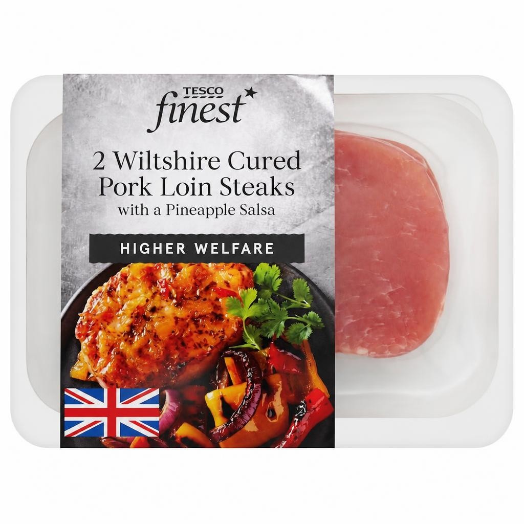 Tesco Finest Wiltshire Cured Pork Loin Steak with Caramelised Pineapple Salsa 400g