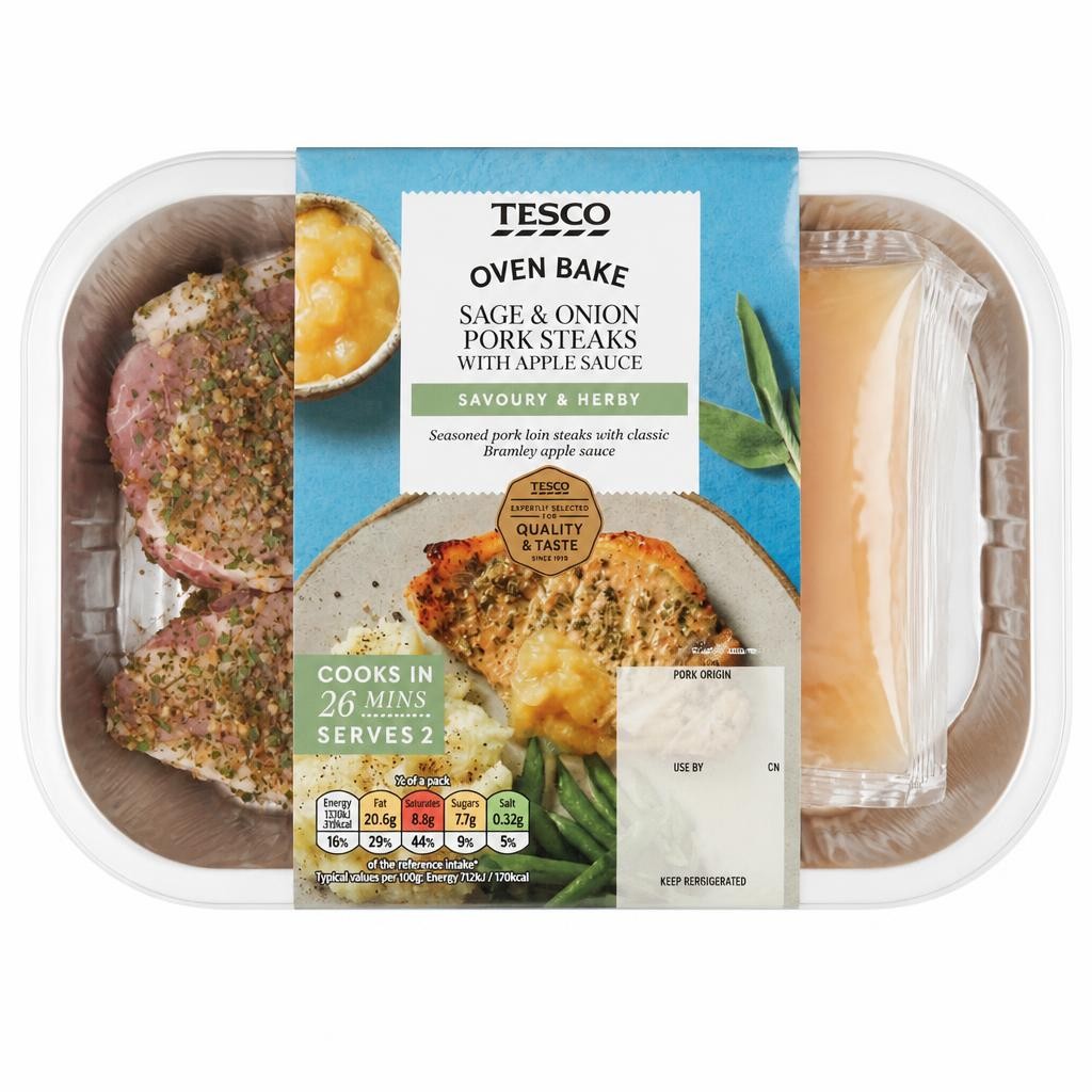 Tesco Sage & Onion Pork Steaks with Apple Sauce 330g
