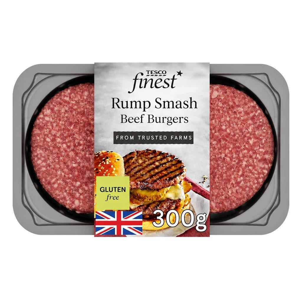Tesco Finest Rump Smash Beef Burgers 300G