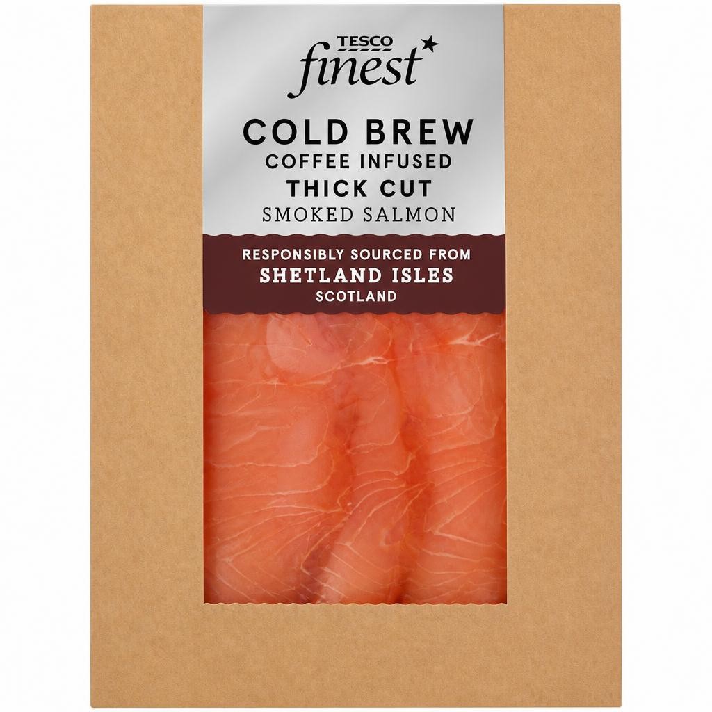 Tesco Finest Cold Brew Coffee Infused Thick Cut Smoked Salmon 100g
