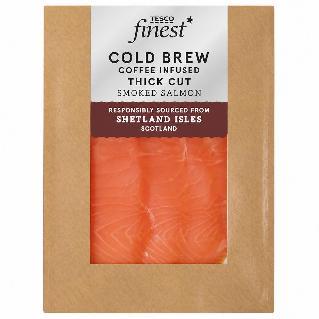 Tesco Finest Cold Brew Coffee Infused Thick Cut Smoked Salmon 100g