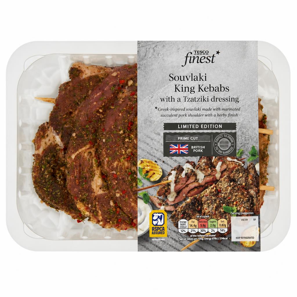 Tesco Finest Souvlaki Pork King Kebab with Tzatziki dressing 675g