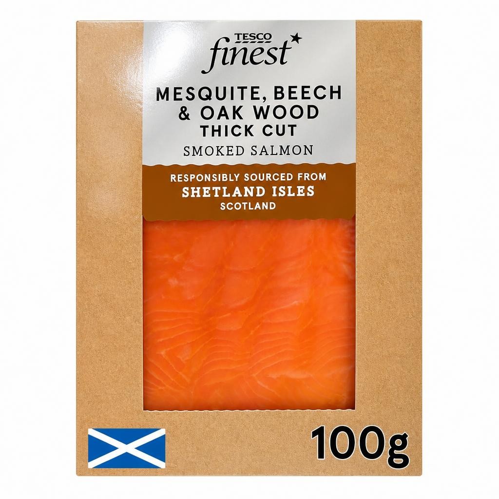 Tesco Finest Mesquite, Beech & Oak Wood Smoked Salmon 100g