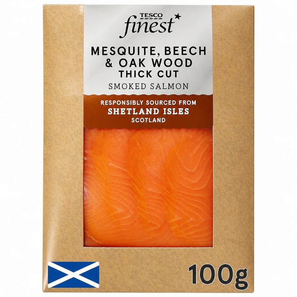 Tesco Finest Mesquite, Beech & Oak Wood Smoked Salmon 100g