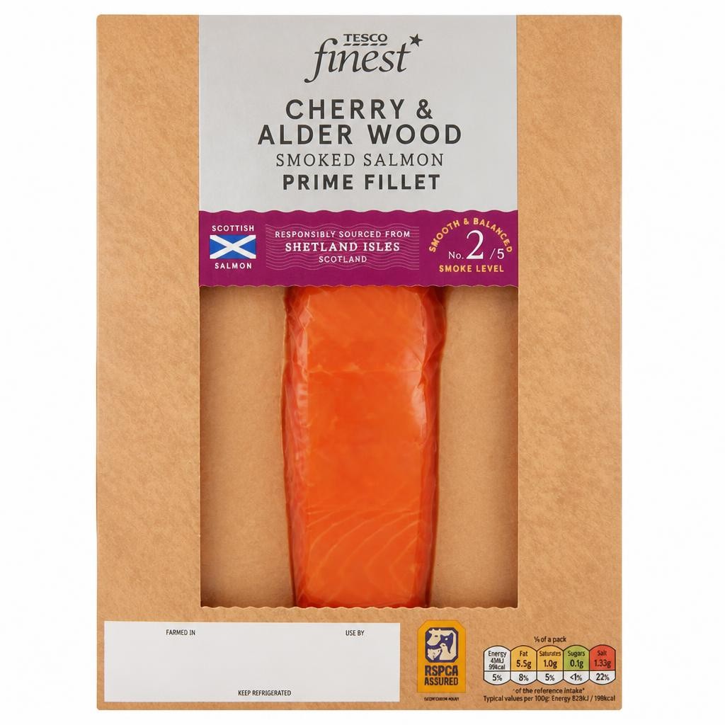 Tesco Finest Cherry & Alder Wood Smoked Salmon Fillet 100g