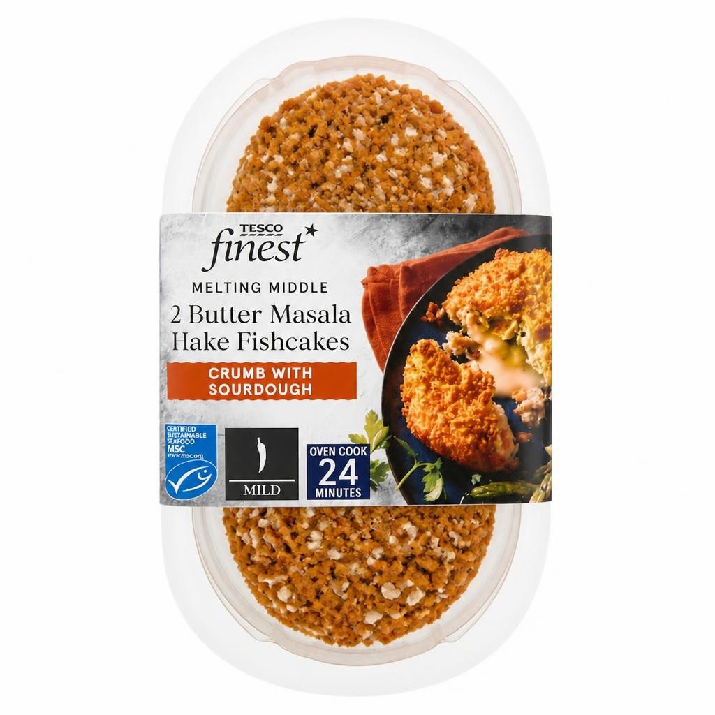 Tesco Finest 2 Butter Masala Hake Fishcakes 290g