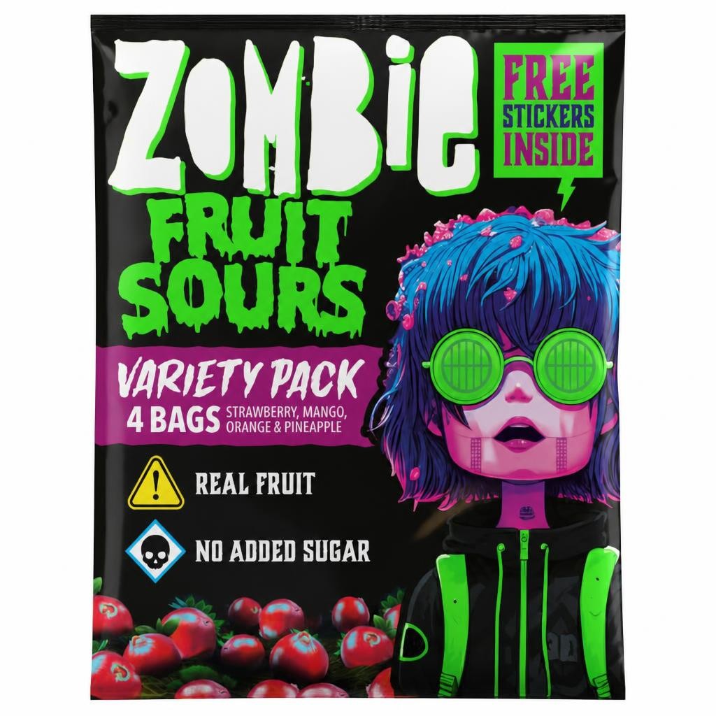 Zombie Sour Fruits Variety Multipack 4x20g