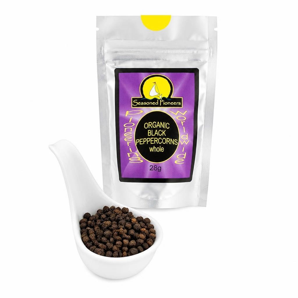 Seasoned Pioneers Organic Black Peppercorns 28g