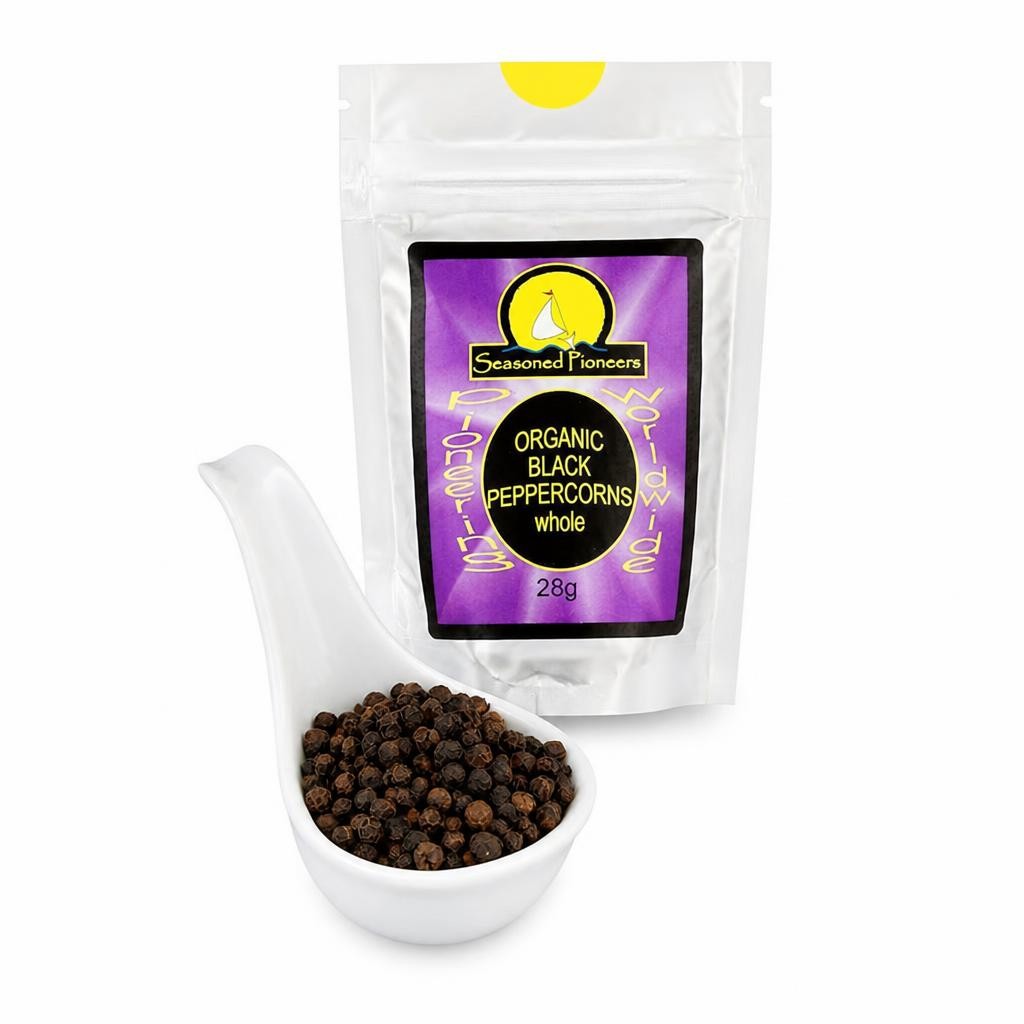 Seasoned Pioneers Organic Black Peppercorns 28g