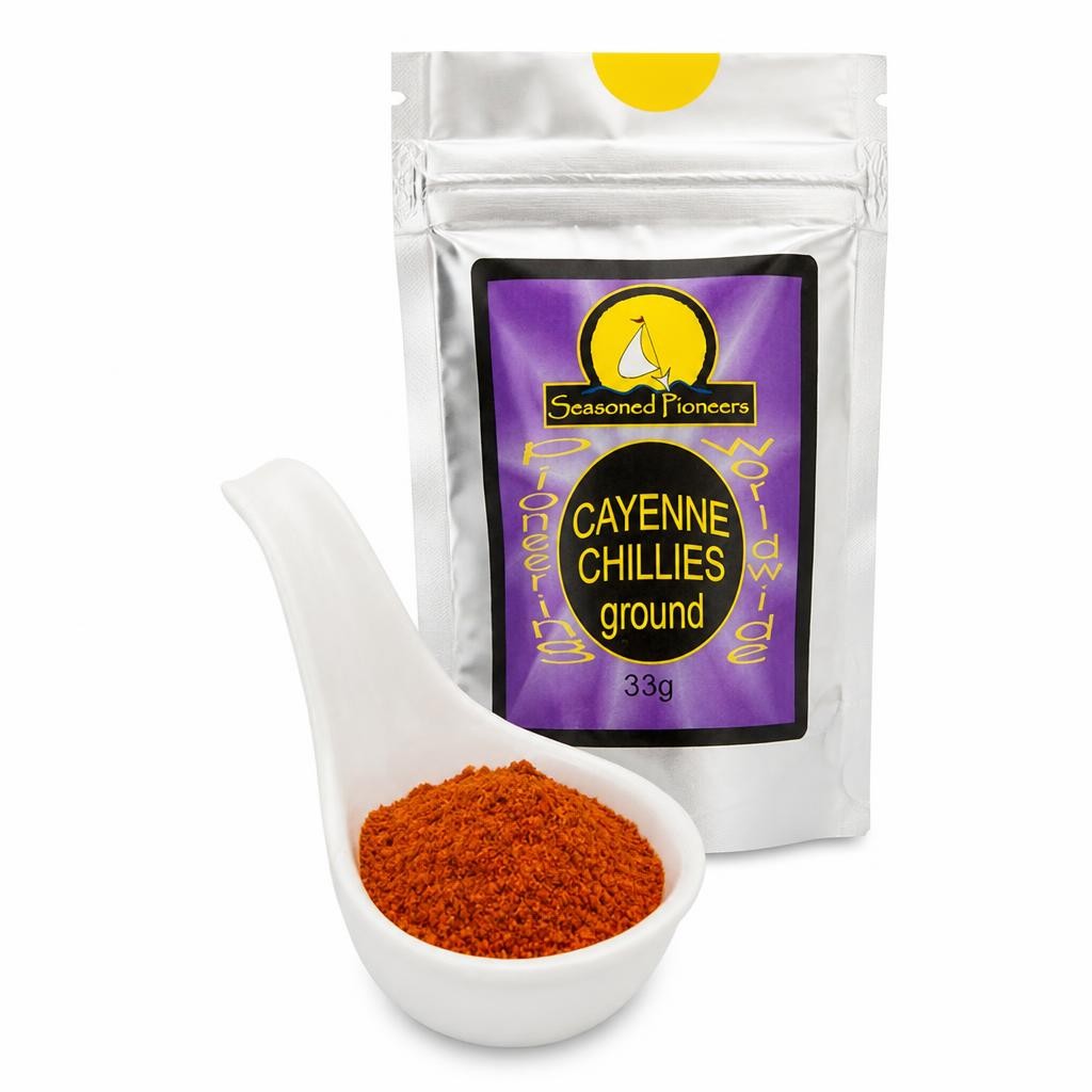 Seasoned Pioneers Ground Cayenne Chillies 33g