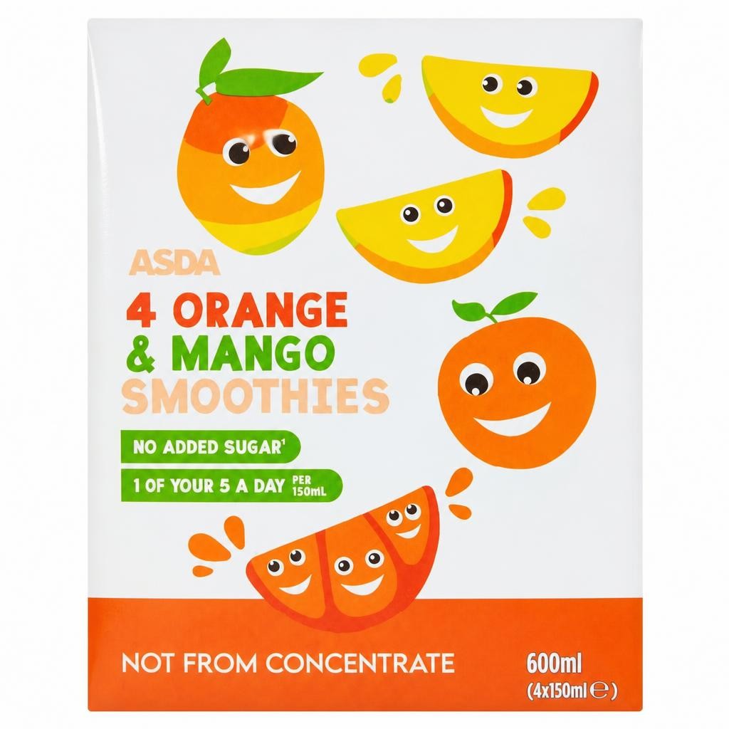 ASDA Orange & Mango Smoothies 4 x 150ml (600ml)