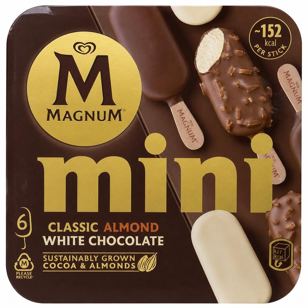 Magnum Mini Classic Almond & White Chocolate Ice Cream Sticks 6x55ml