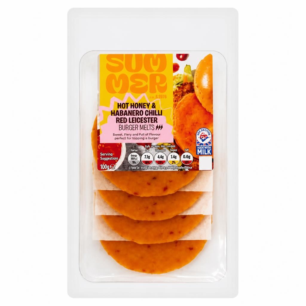 ASDA Summer Hot Honey & Habanero Chilli Red Leicester Burger Melts 100g