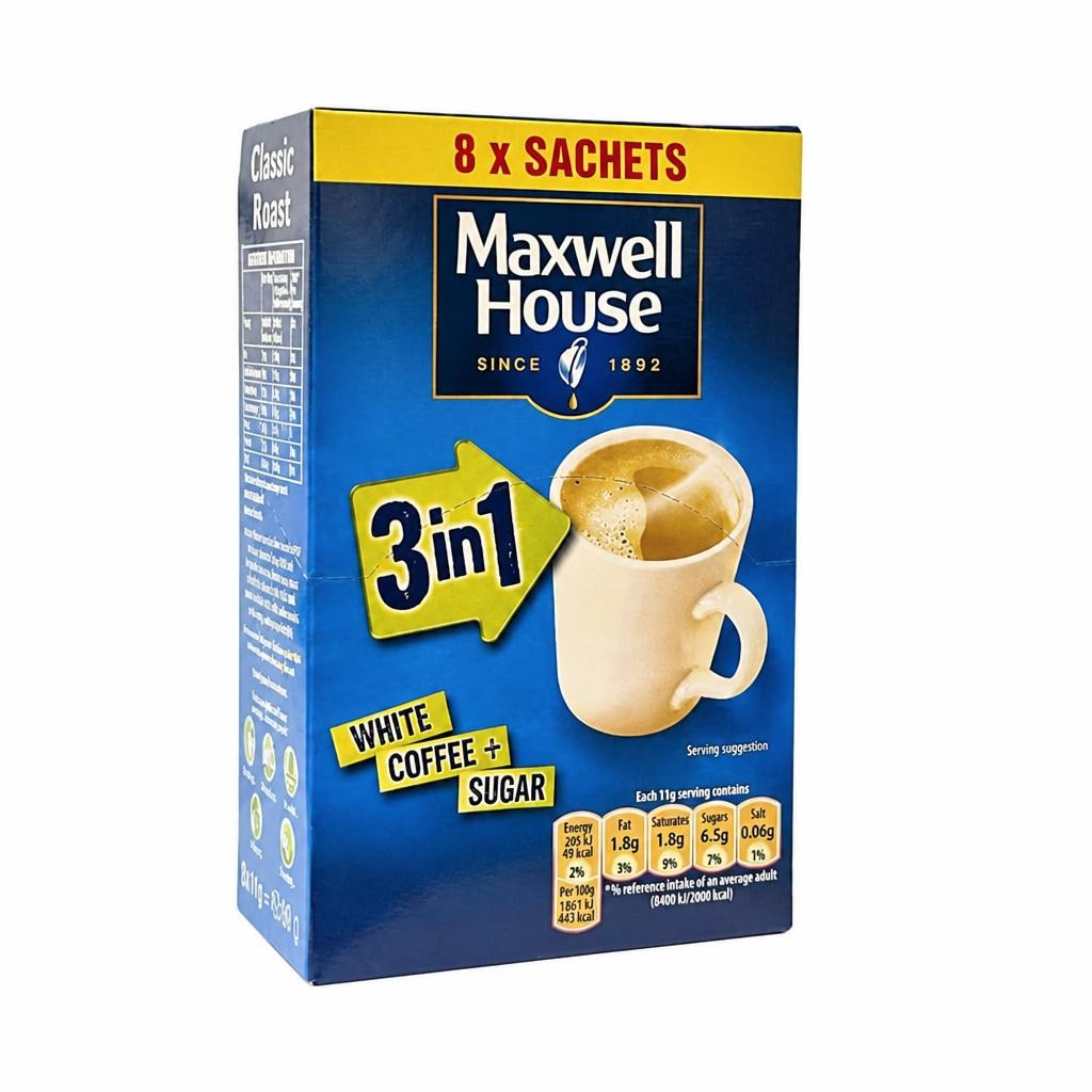 Maxwell House Instant 3 in 1 Sugar Coffee | Blue | 6