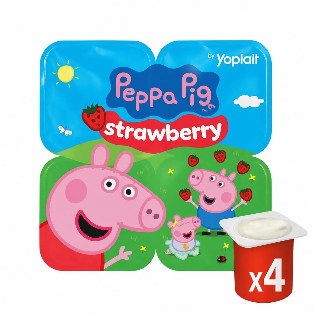 Yoplait Peppa Pig Kids Strawberry Yoghurt Pots 4x85g