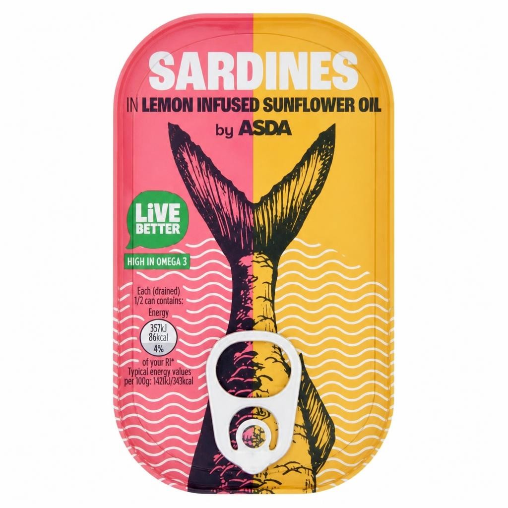 ASDA ASDA SARDINES IN LEMON INFUSED SUNFLOWER OIL 120g