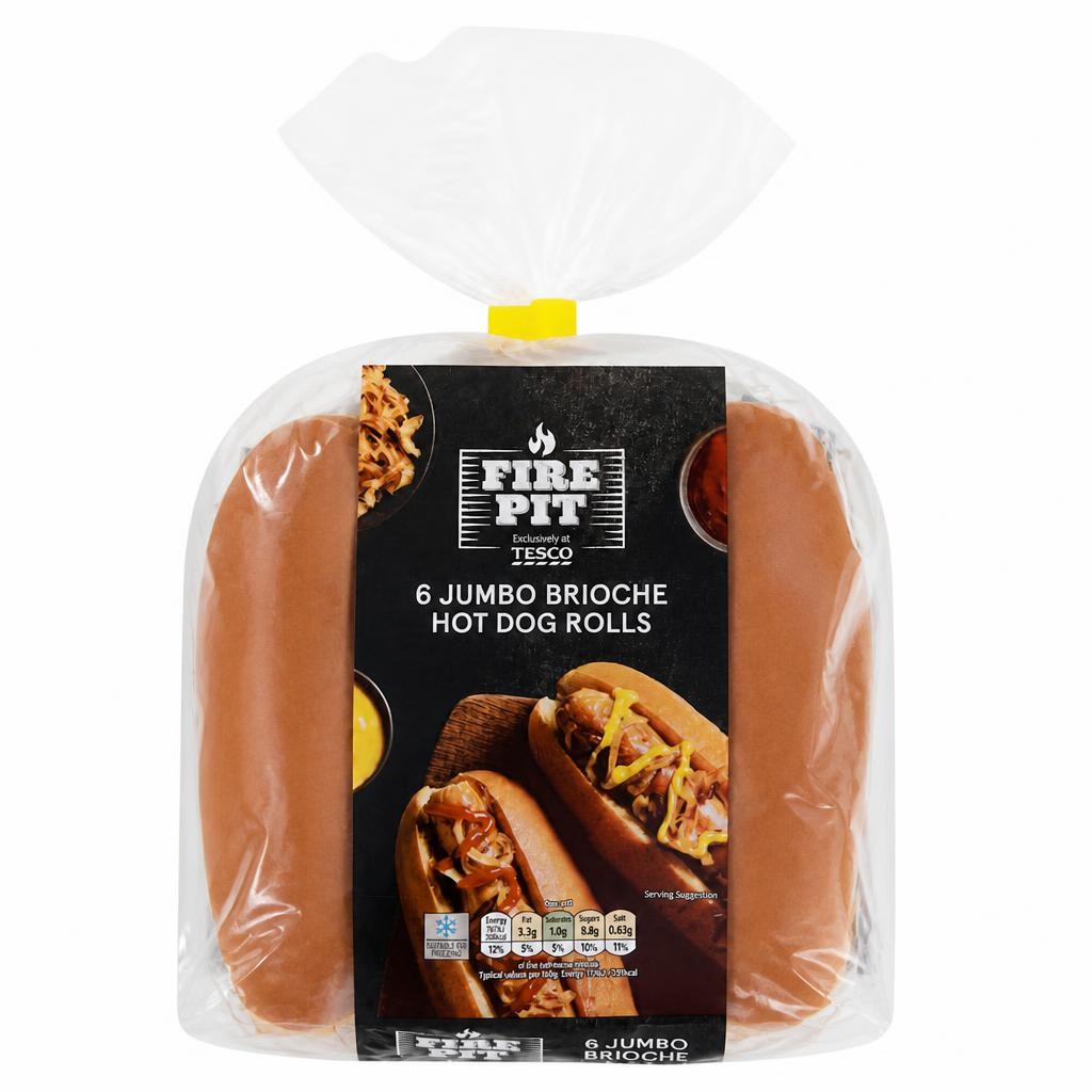 Tesco Fire Pit 6 Jumbo Brioche Hot Dog Rolls