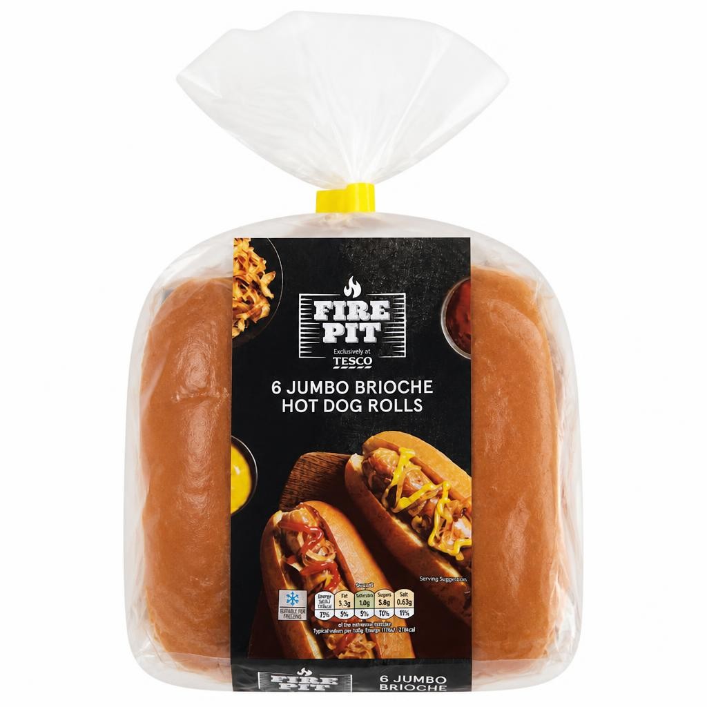 Tesco Fire Pit 6 Jumbo Brioche Hot Dog Rolls