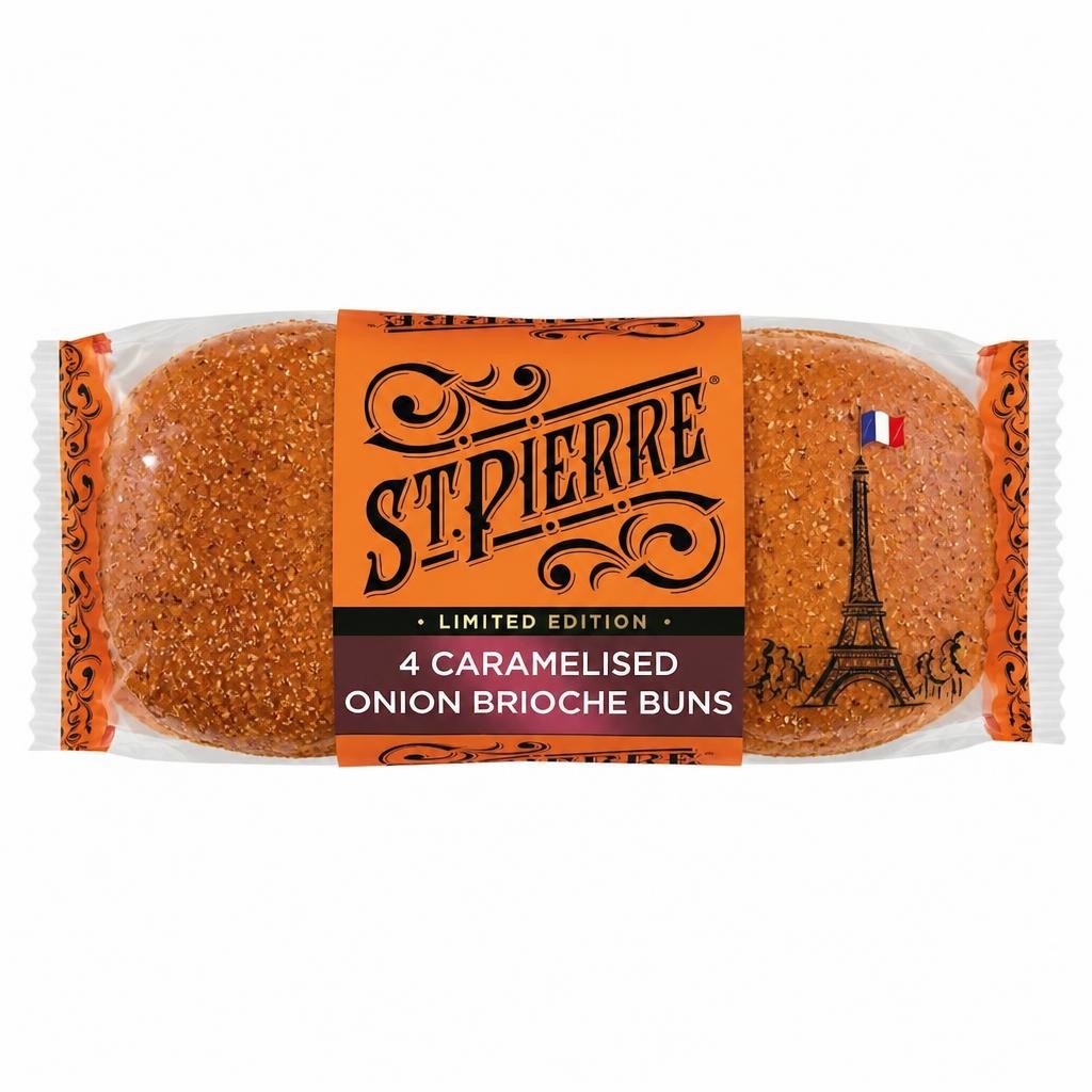 St Pierre 4 Caramelised Onion Brioche Burger Buns Limited Edition