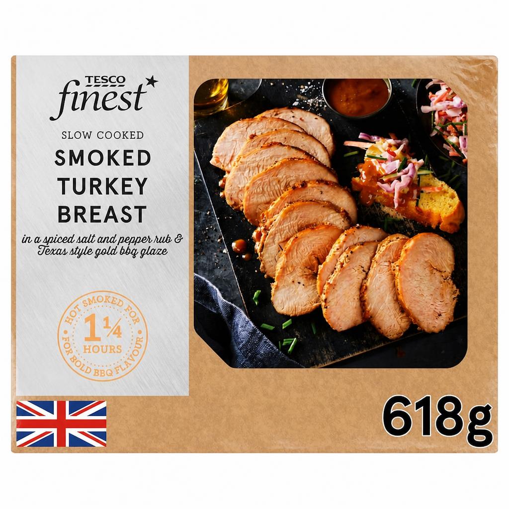 Tesco Finest Slow Cooked Smoked Turkey Breast in a Spiced Salt and Pepper Rub & Texas Style Gold BBQ Glaze 618G