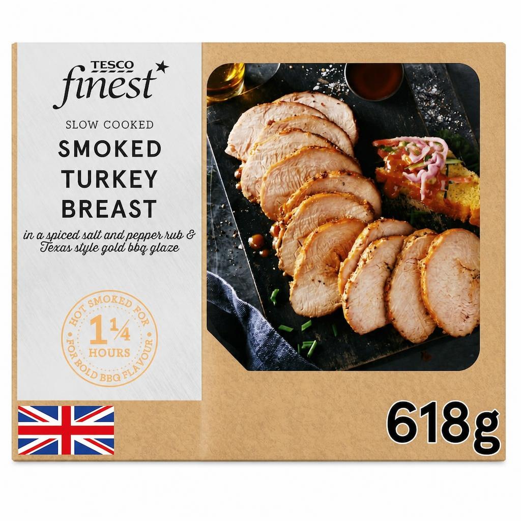 Tesco Finest Slow Cooked Smoked Turkey Breast in a Spiced Salt and Pepper Rub & Texas Style Gold BBQ Glaze 618G
