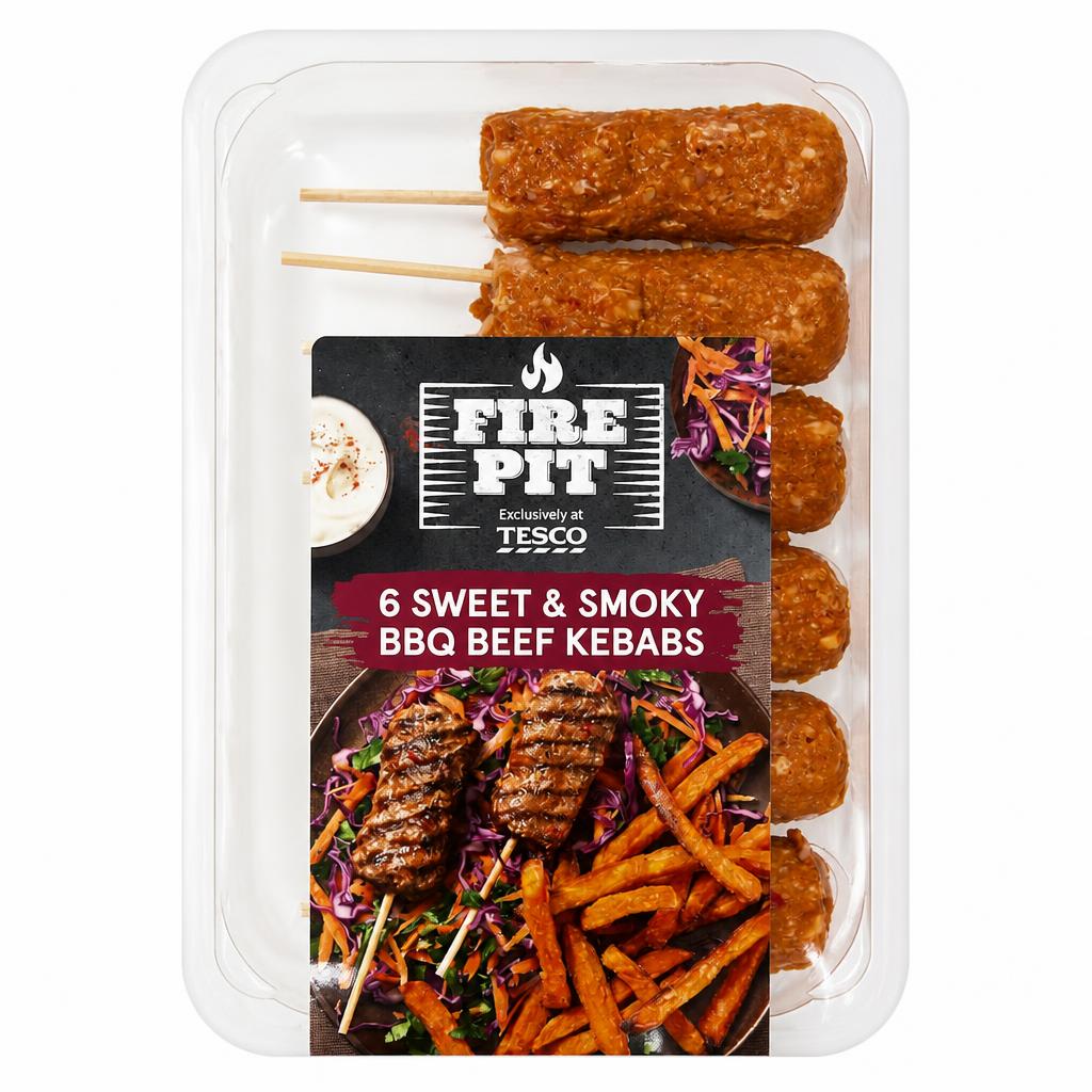 Tesco Firepit 6 Sweet & Smoky BBQ Beef Kebabs 360g