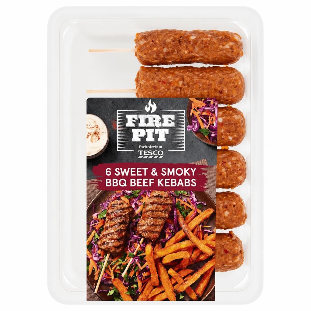 Tesco Firepit 6 Sweet & Smoky BBQ Beef Kebabs 360g